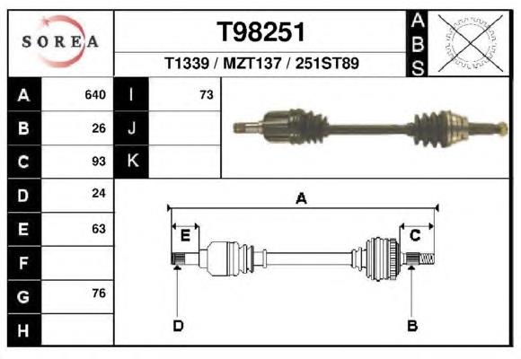 Левая полуось T98251 EAI