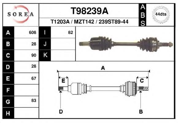 ШРУС наружный передний T98239A EAI