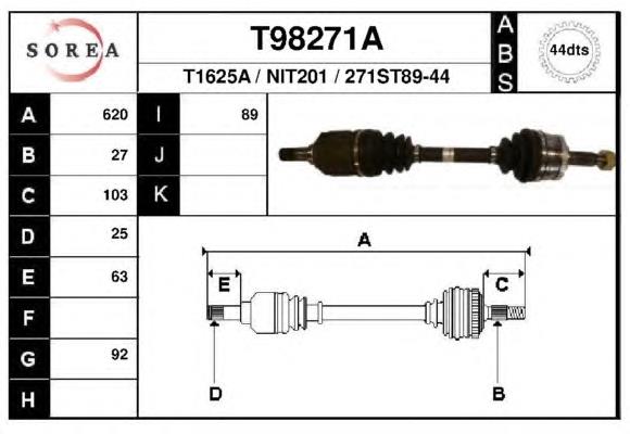 Левая полуось T98271A EAI