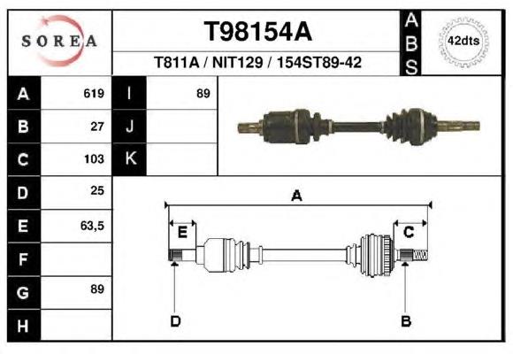 GDS41081 G-Autoparts semieixo (acionador dianteiro esquerdo)