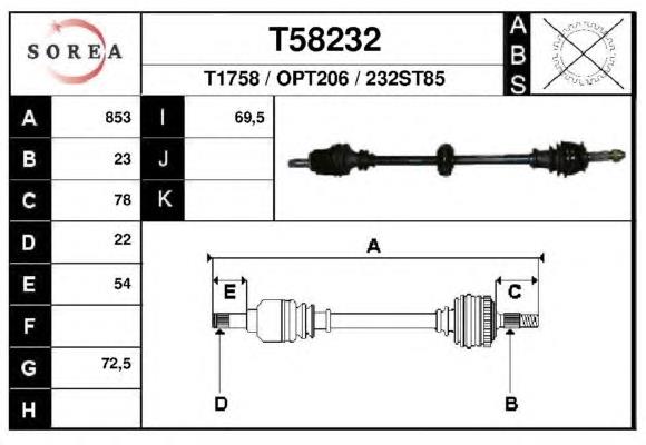 Правая полуось T58232 EAI