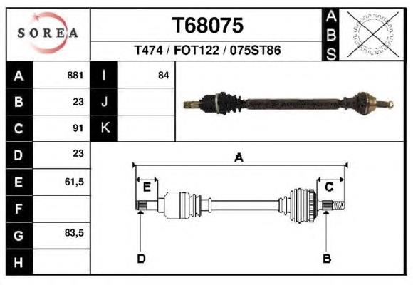 Правая полуось 5018688 Ford