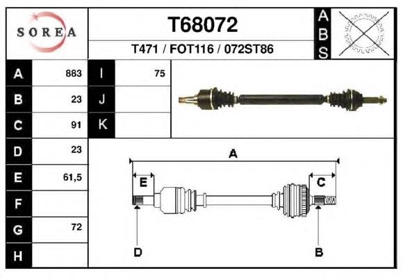 Правая полуось T68072 EAI