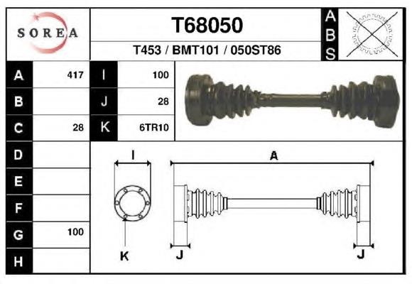 T68050 EAI semieixo (acionador dianteiro direito)