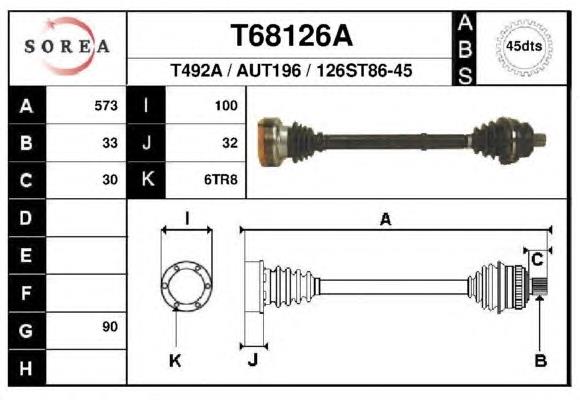 Правая полуось T68126A EAI