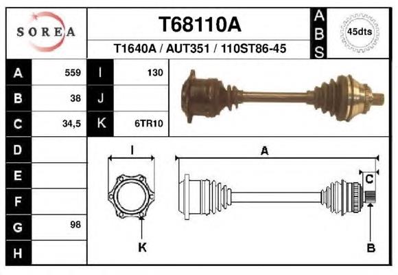 Правая полуось 8A0407272AM VAG