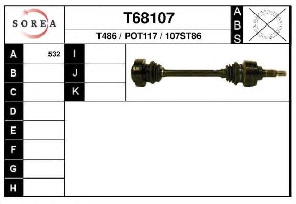 Полуось (привод) передняя левая T68107 EAI