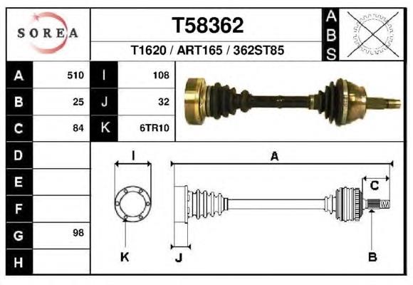 T58362 EAI полуось (привод передняя правая)