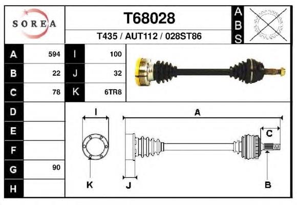 Правая полуось T68028 EAI