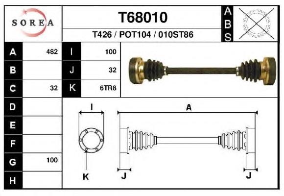 Полуось задняя левая T68010 EAI