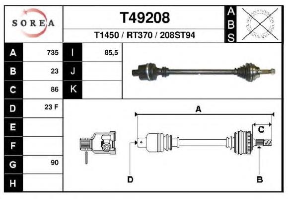 T49208 EAI semieixo (acionador dianteiro direito)