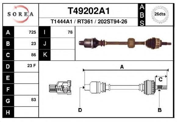 T49202A1 EAI полуось (привод передняя правая)