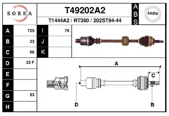 T49202A2 EAI semieixo (acionador dianteiro direito)