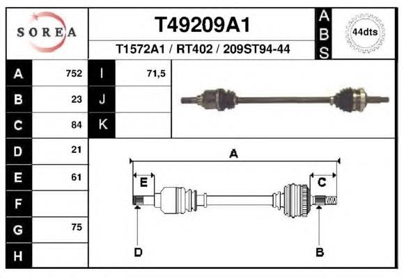 8200176931 Renault (RVI) semieixo traseiro direito