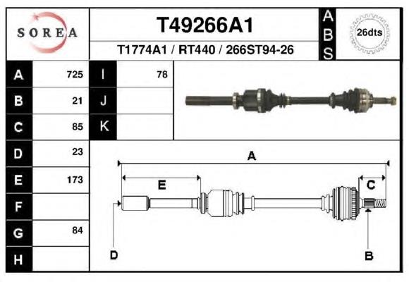 T49266A1 EAI полуось (привод передняя правая)
