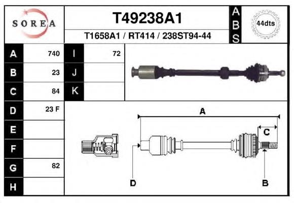 49-1180 Maxgear semieixo (acionador dianteiro direito)