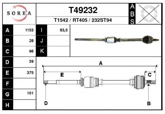 Правая полуось 7711135532 Renault (RVI)