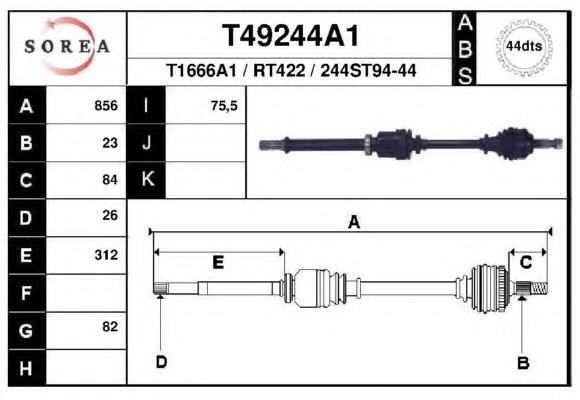 T49244A1 EAI полуось (привод передняя правая)