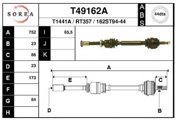 49-1686 Maxgear semieixo (acionador dianteiro direito)