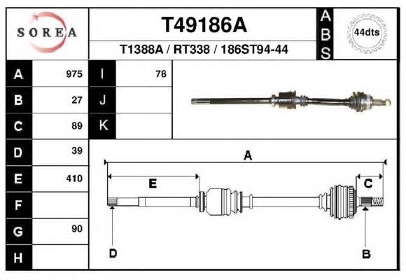 Правая полуось T49186A EAI