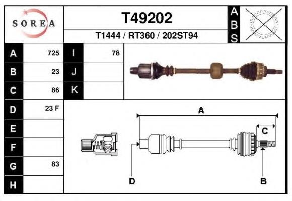 8200626991 Nissan semieixo (acionador dianteiro direito)