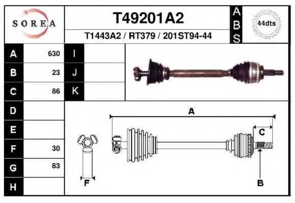 T49201A2 EAI полуось (привод передняя левая)
