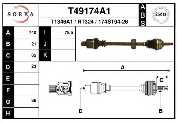 T49174A1 EAI полуось (привод передняя правая)