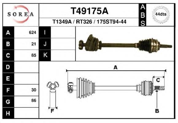 DRS629800 Open Parts semieixo (acionador dianteiro esquerdo)