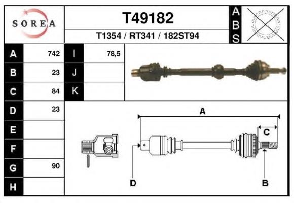 Правая полуось T49182 EAI