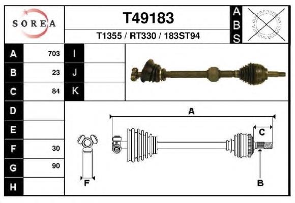 Полуось (привод) передняя левая T49183 EAI