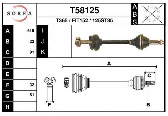 Полуось (привод) передняя левая T58125 EAI