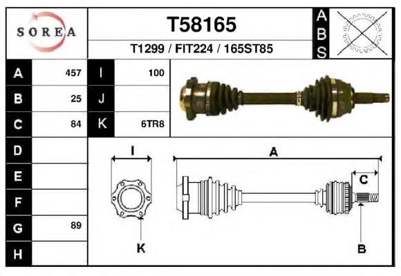 Полуось (привод) передняя левая T58165 EAI