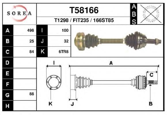 0046307650 Fiat/Alfa/Lancia semieixo (acionador dianteiro direito)