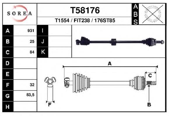 Правая полуось T58176 EAI