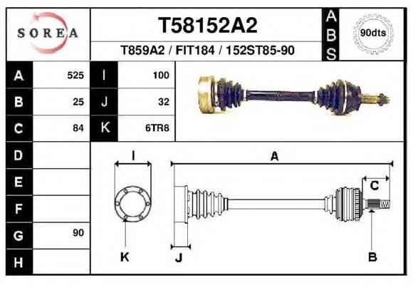 Полуось (привод) передняя T58152A2 EAI