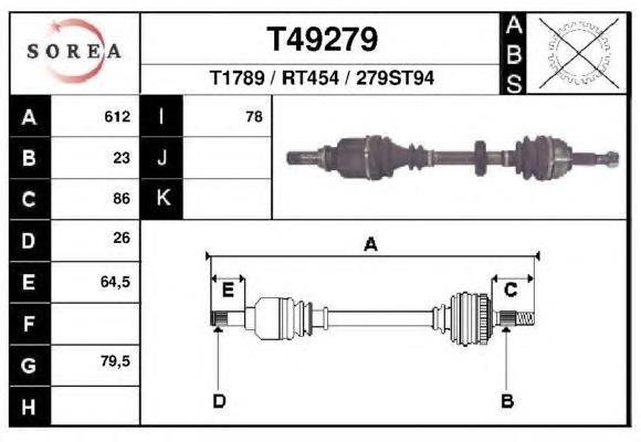 Левая полуось T49279 EAI