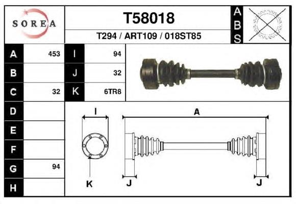 T58018 EAI semieixo (acionador dianteiro esquerdo)