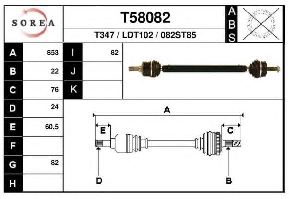 ШРУС наружный передний T58082 EAI