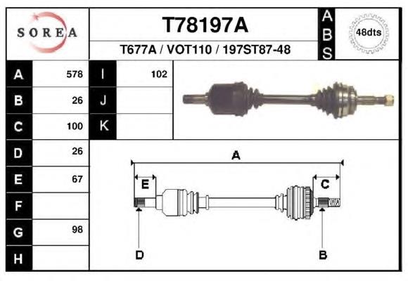 Левая полуось T78197A EAI