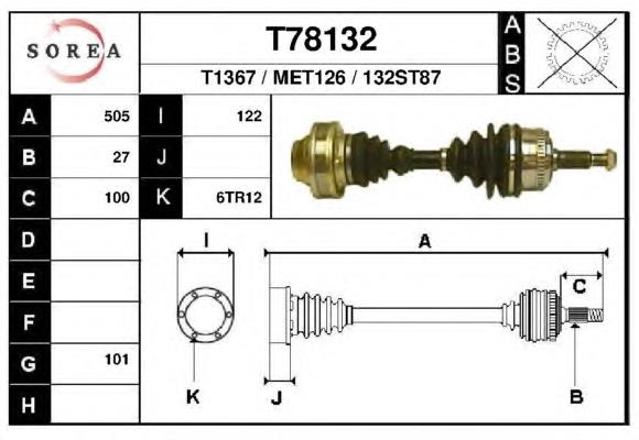 Полуось (привод) передняя левая T78132 EAI