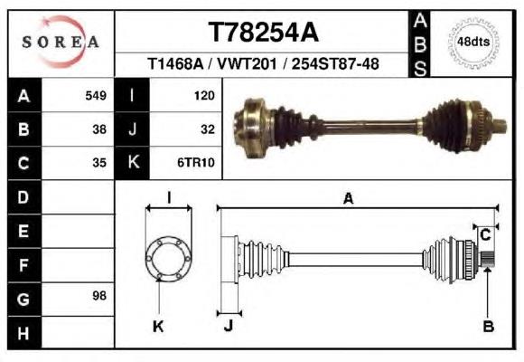 Правая полуось T78254A EAI