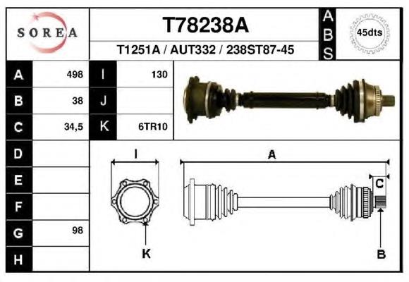 Правая полуось T78238A EAI