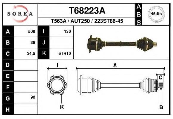 Левая полуось T68223A EAI