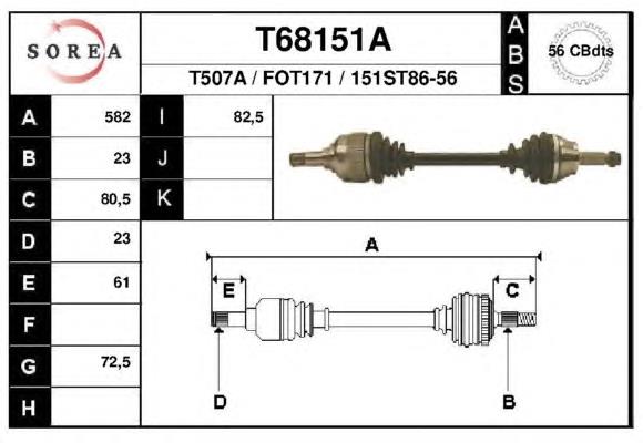 Левая полуось T68151A EAI