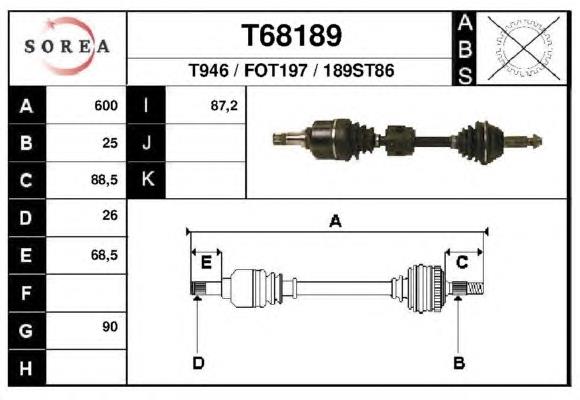 Левая полуось T68189 EAI