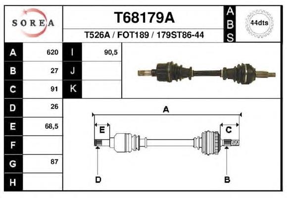 Левая полуось T68179A EAI