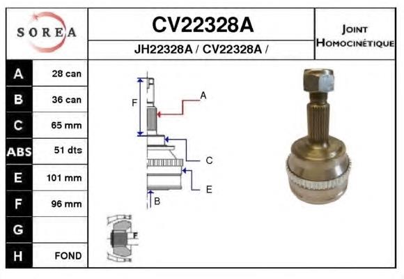 CV22328AK EAI junta homocinética externa dianteira