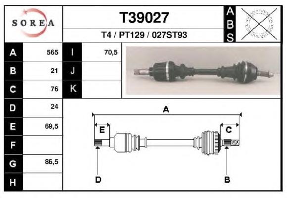 DRS6384.00 Open Parts semieixo (acionador dianteiro esquerdo)