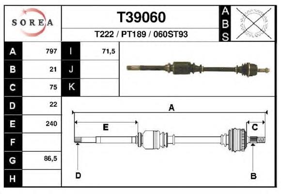 DRS603100 Open Parts semieixo (acionador dianteiro direito)