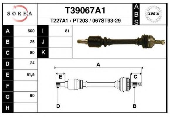 DRS6178.00 Open Parts semieixo (acionador dianteiro esquerdo)